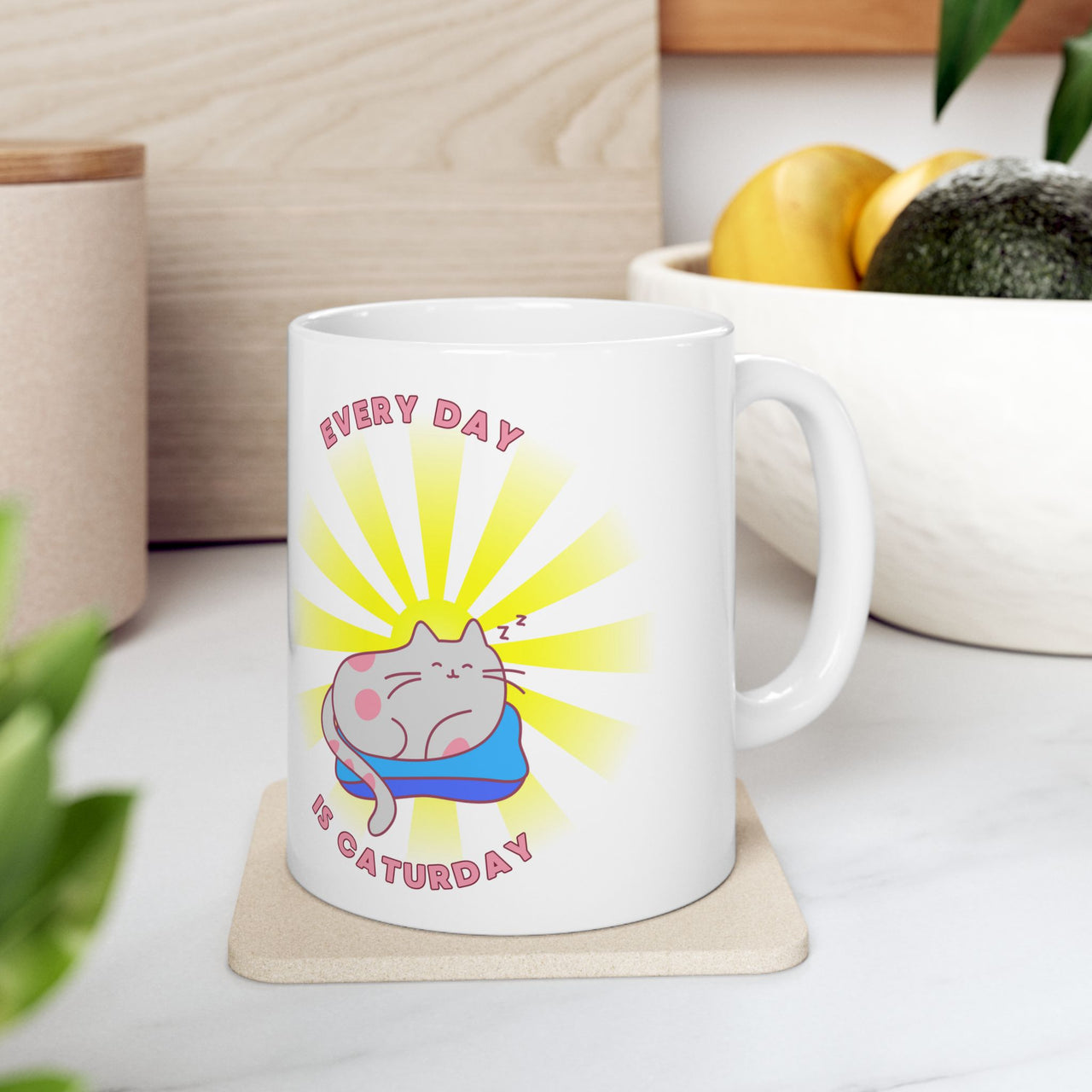 Cat Mug - Every Day is Caturday Happy Cat Ceramic Mug (11oz, 15oz)