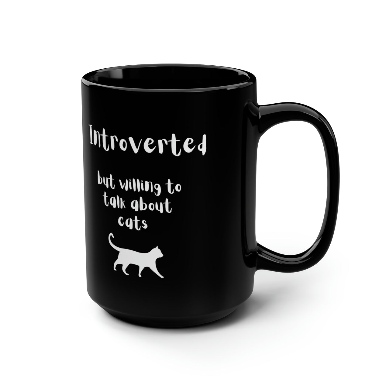 Black Ceramic Cat Mug 15oz Cute Cat Mug Introvert