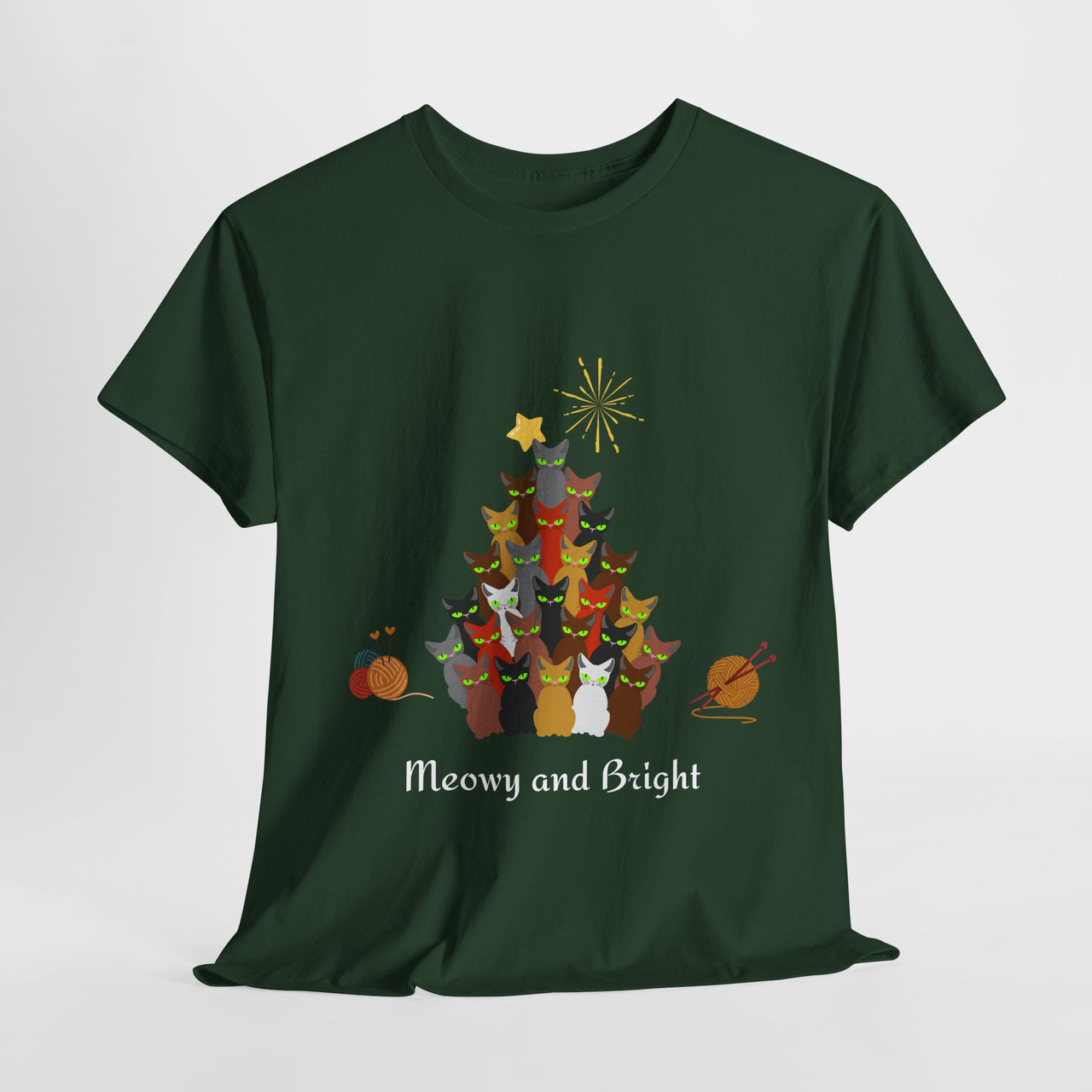 Meowy and Bright Cat Christmas Tee