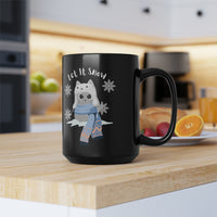 Thumbnail for Black Mug, 15oz Let It Snow Holiday Cat Coffee Tea Cute Cat Mug