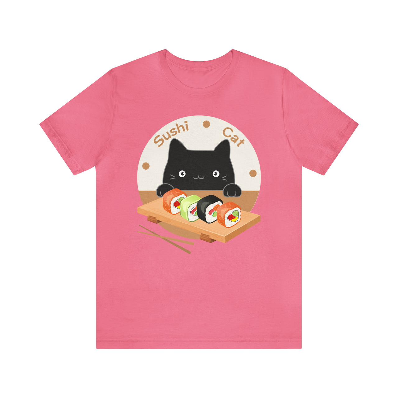 Funny Cat Shirt for Men and Women Short Sleeve Tee Cute Sushi Cat