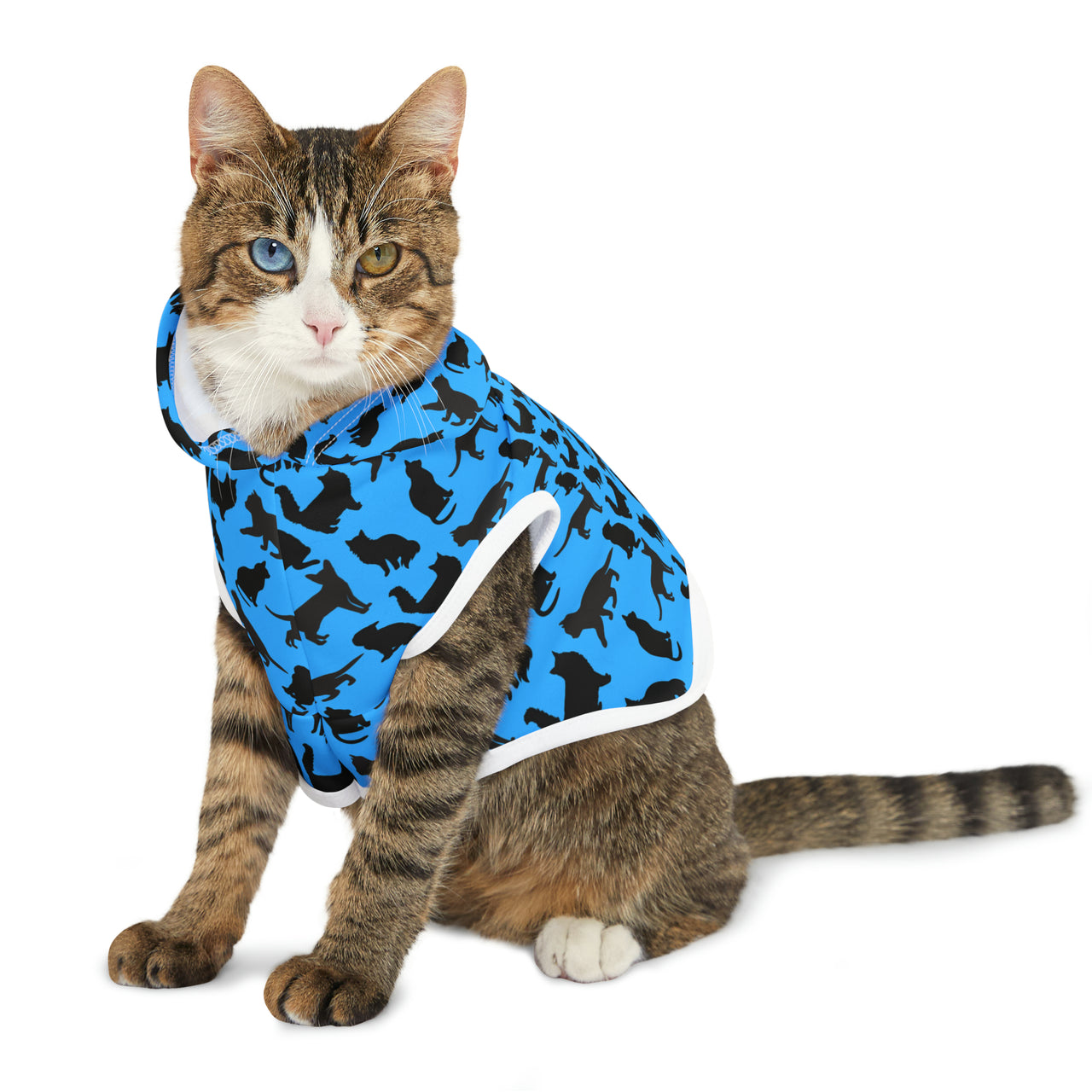 Pet Hoodie Blue Cats Silhouette Cute Funny Cat Jacket Accessory