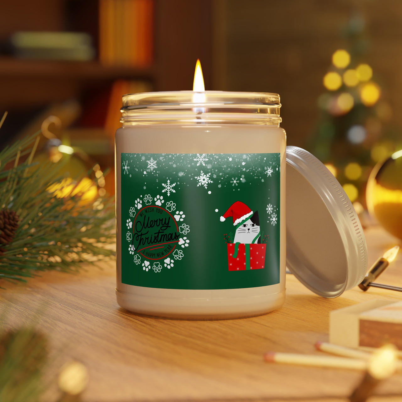 Cute Cat Christmas Candle Scented