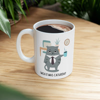 Thumbnail for Mug Cat White Ceramic Coffee 11oz Microwave Dishwasher Safe Caturday Wish