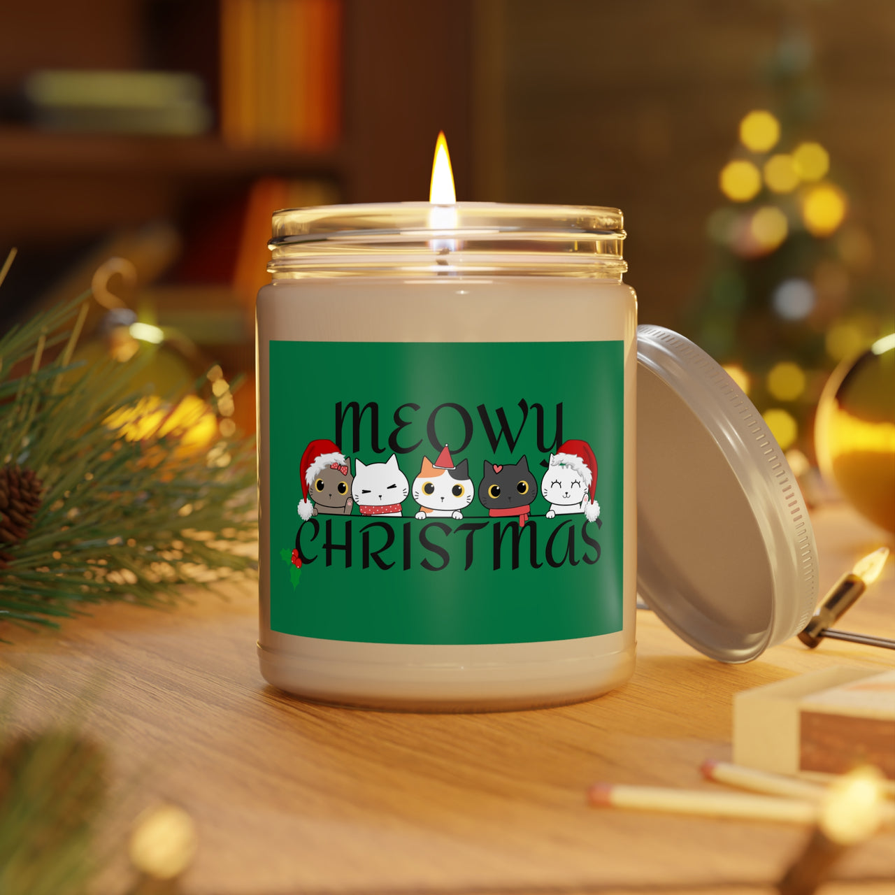 Holiday Scented Candle Meowy Christmas Cats