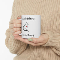 Thumbnail for Mug Ceramic Coffee 11oz Microwave Dishwasher Safe Talking to My Cat