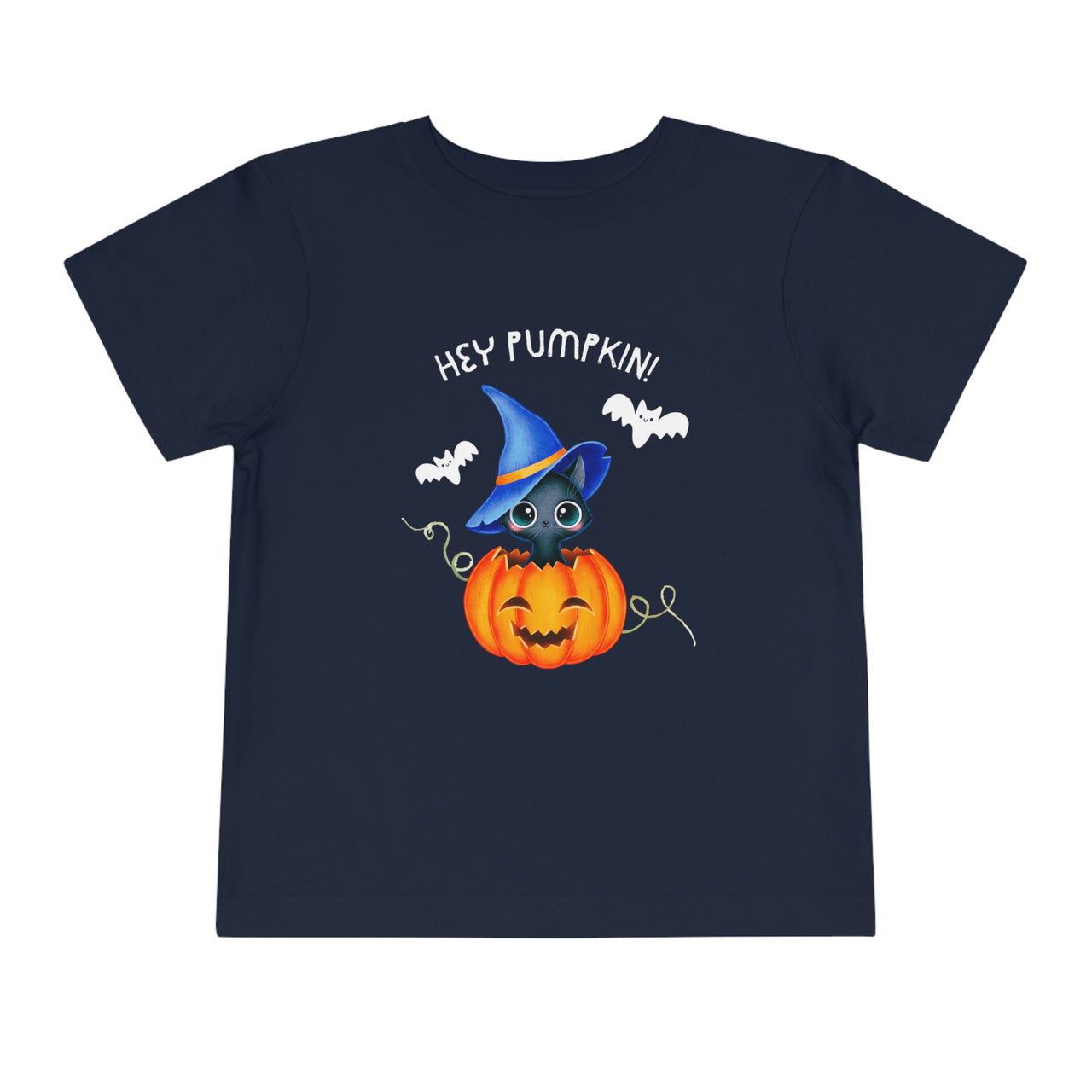 Hey Pumpkin Cute Halloween Toddler Short Sleeve Cat Witch Tee