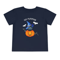 Thumbnail for Hey Pumpkin Cute Halloween Toddler Short Sleeve Cat Witch Tee