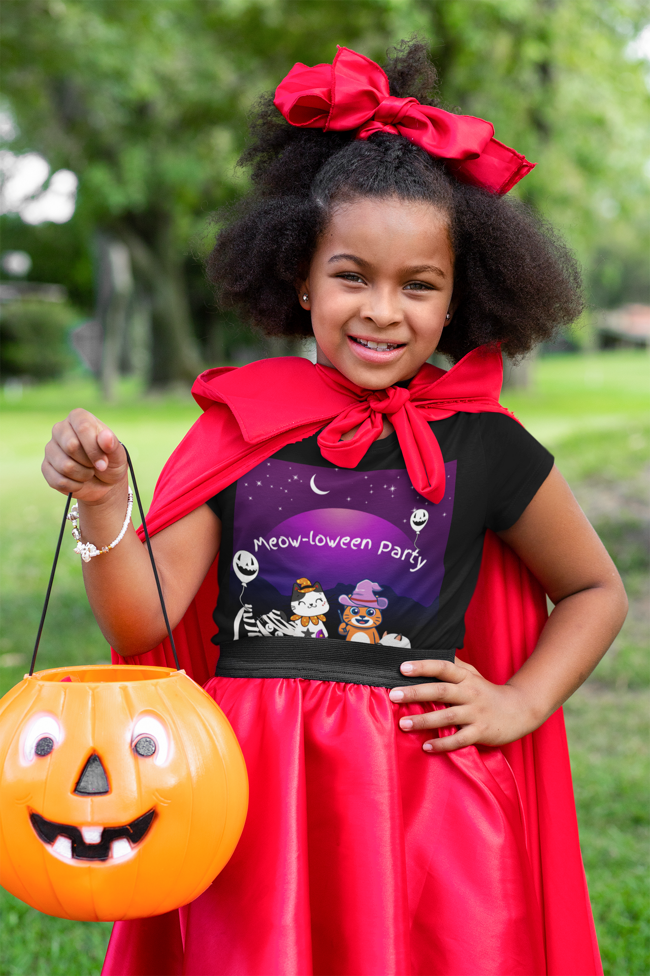 Kids Cat Tee - Cute Meow-loween Party Shirt