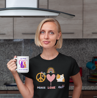 Thumbnail for Women's Tee Peace Love Cat Shirt