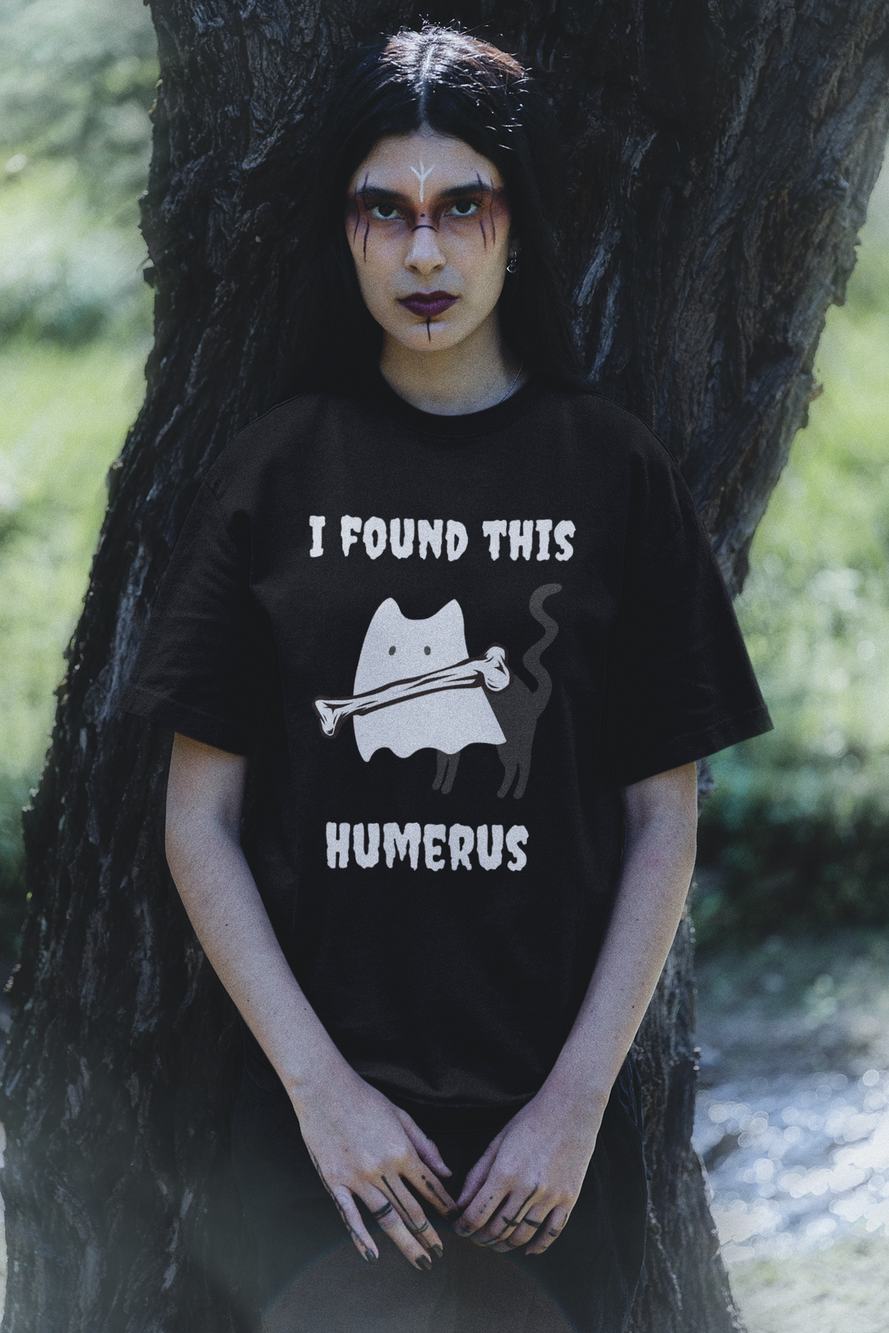 Funny Ghost Cat Tee - I Found This Humerus