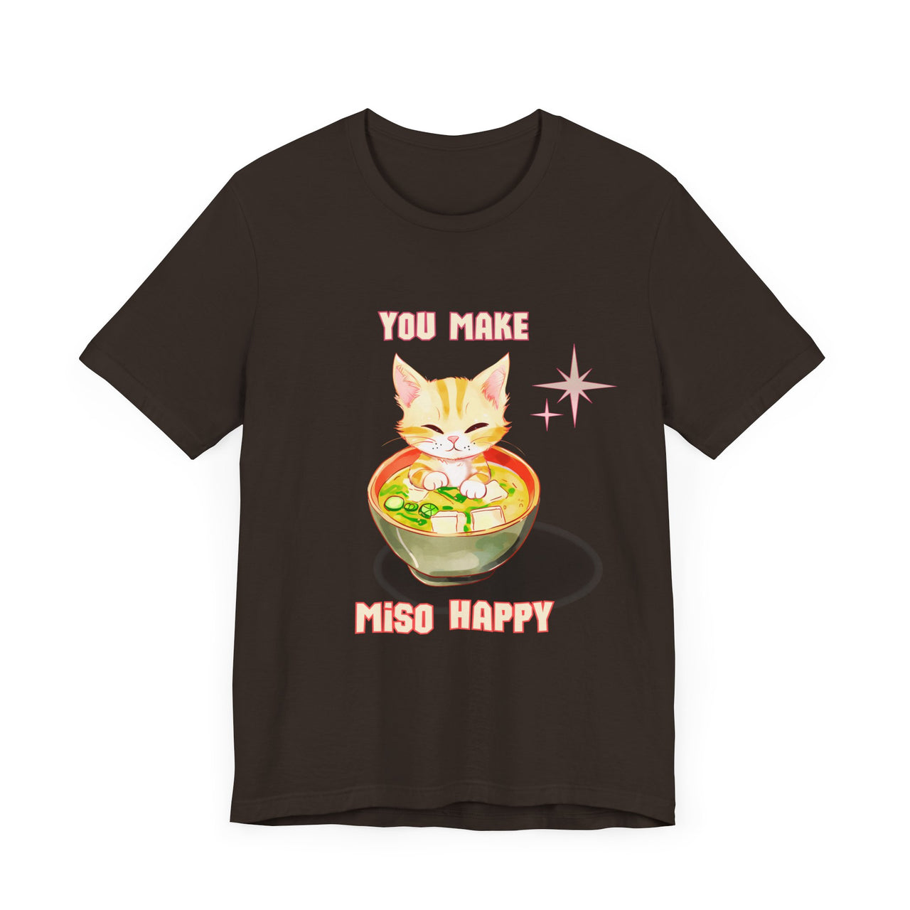 Cute Cat Shirt Men's and Women's Funny Graphic Tee Happy Miso Cat