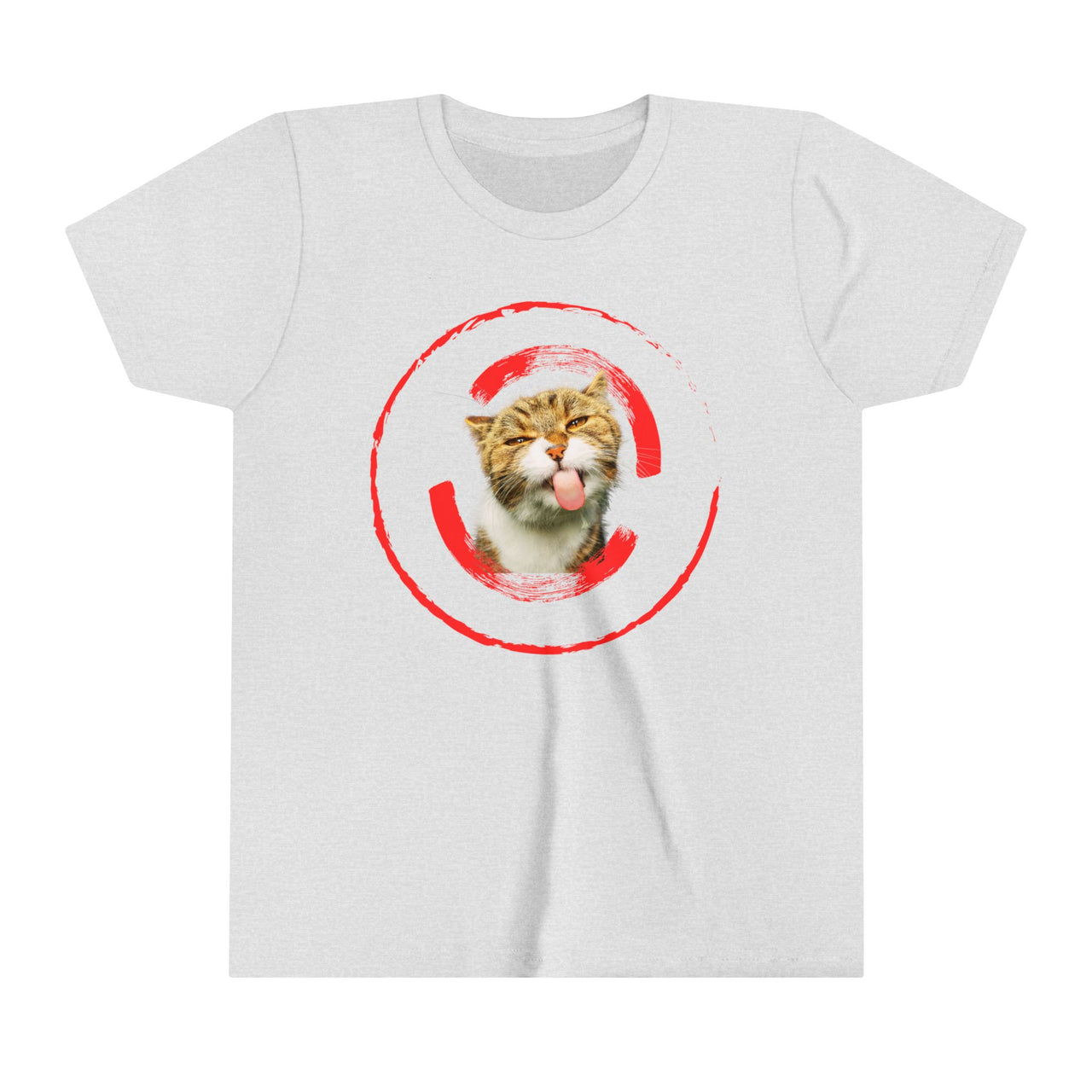 Funny Cat Shirt for Kids Youth Short Sleeve Tee Cat Tongue