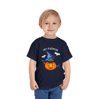 Thumbnail for Hey Pumpkin Cute Halloween Toddler Short Sleeve Cat Witch Tee