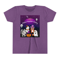 Thumbnail for Kids Cat Tee - Cute Meow-loween Party Shirt