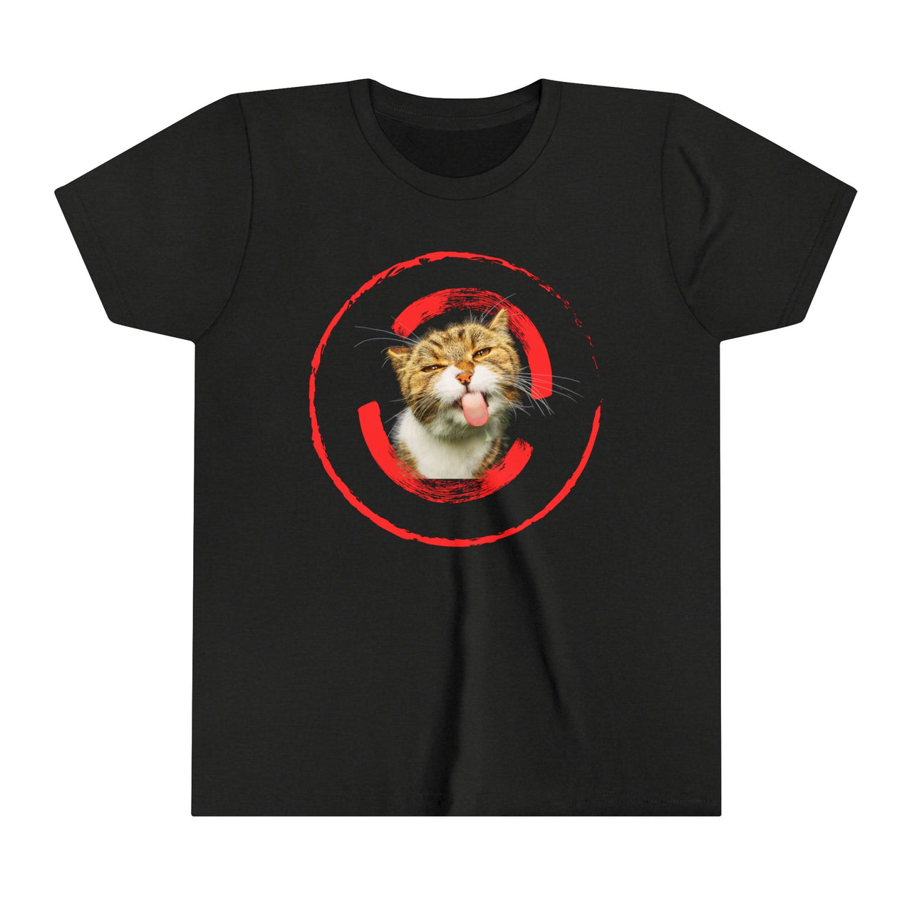 Funny Cat Shirt for Kids Youth Short Sleeve Tee Cat Tongue