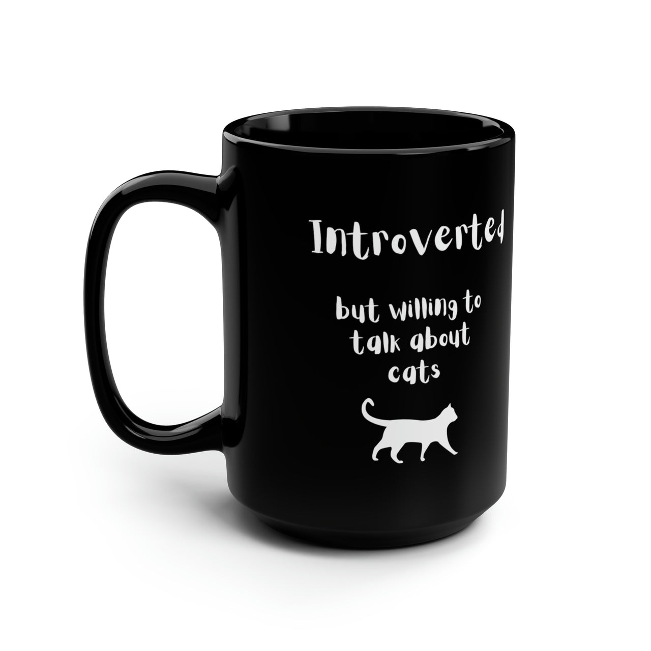 Black Ceramic Cat Mug 15oz Cute Cat Mug Introvert