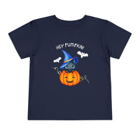 Thumbnail for Hey Pumpkin Cute Halloween Toddler Short Sleeve Cat Witch Tee