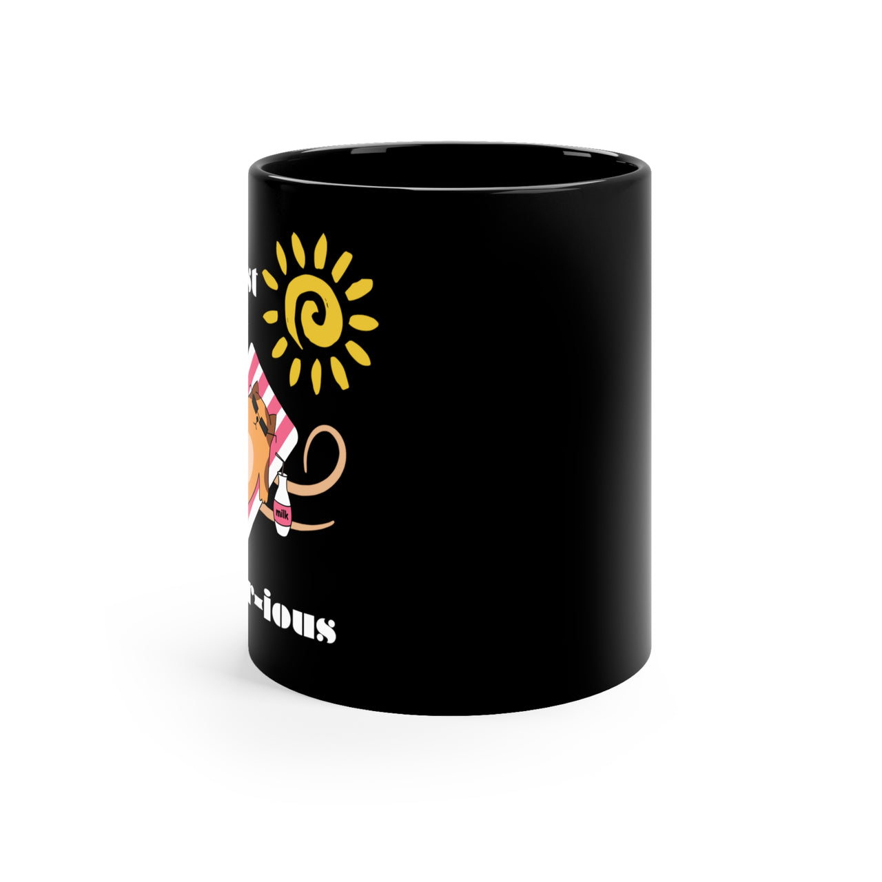 Mug Black Ceramic Coffee 11oz Microwave Dishwasher Safe Fast Cat