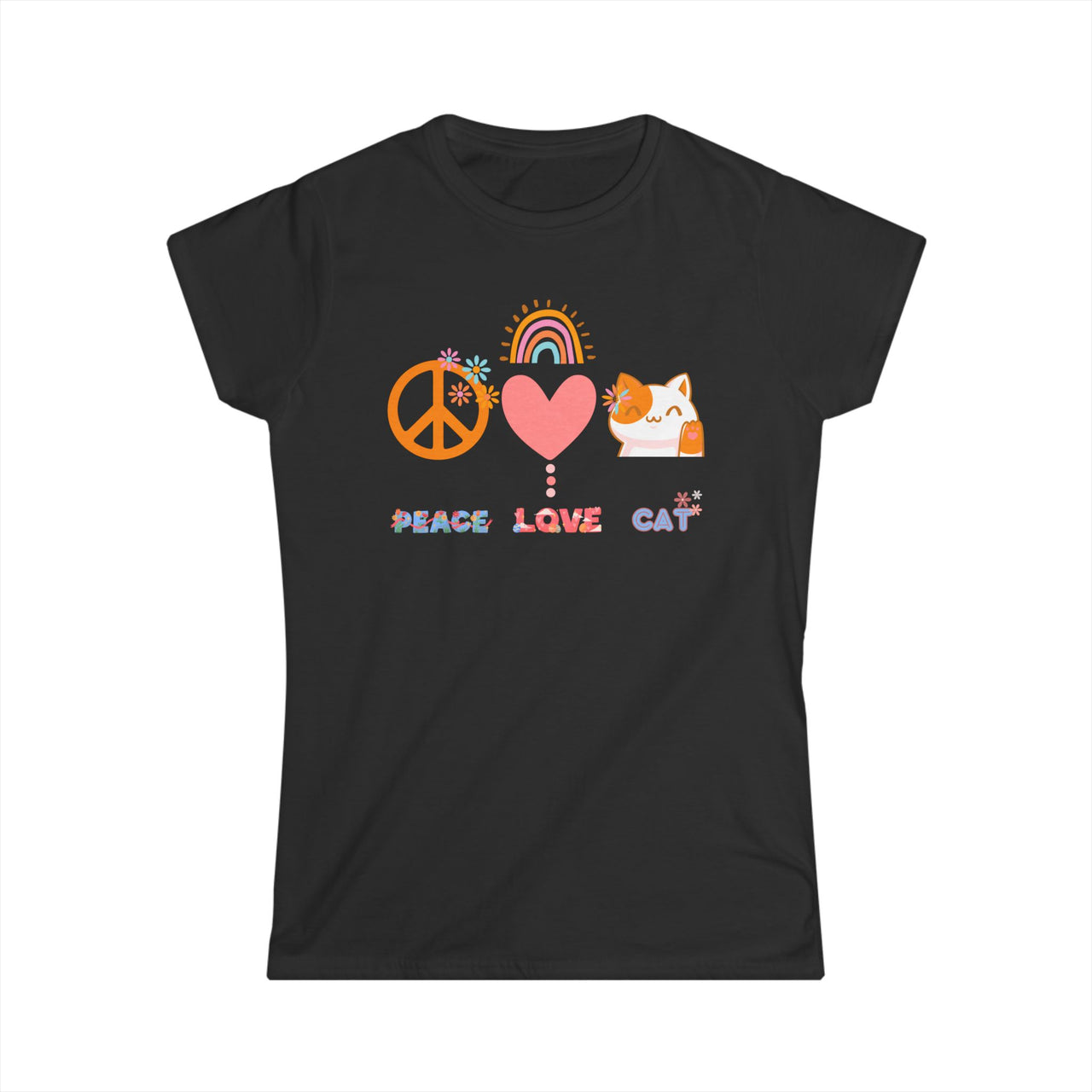 Women's Tee Peace Love Cat Shirt