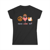 Thumbnail for Women's Tee Peace Love Cat Shirt