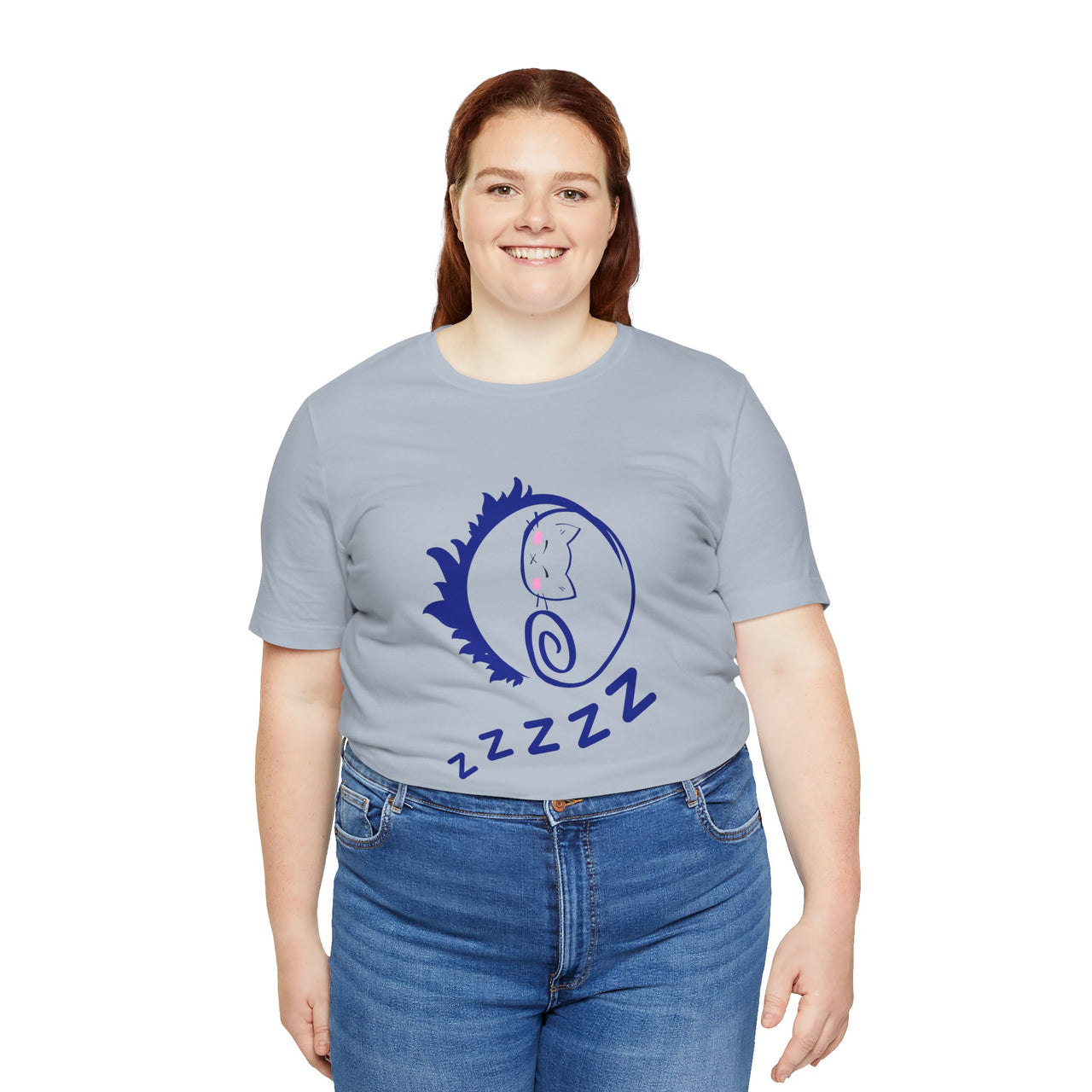 Sleeping Cat Print T-Shirt