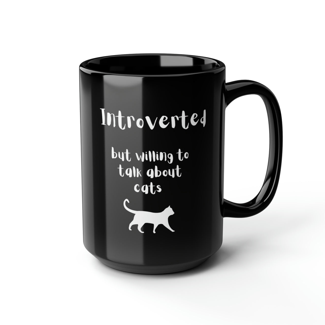 Black Ceramic Cat Mug 15oz Cute Cat Mug Introvert