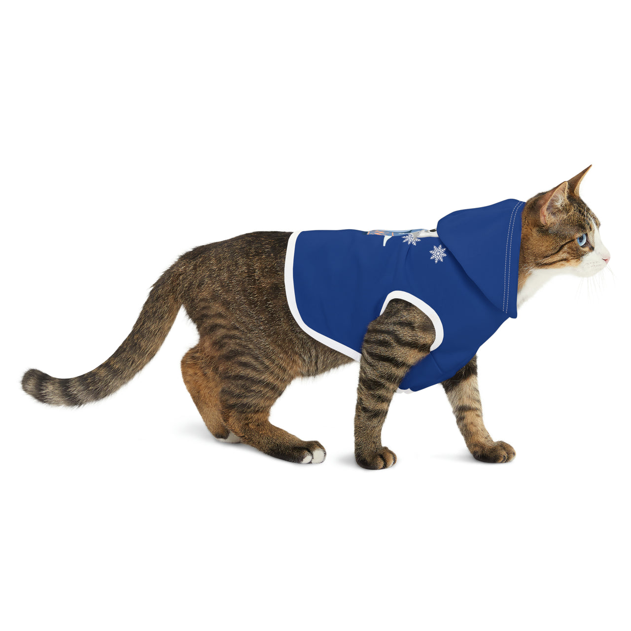 Pet Hoodie Let It Snow Blue Cat Jacket Cute Holiday Match Your Cat