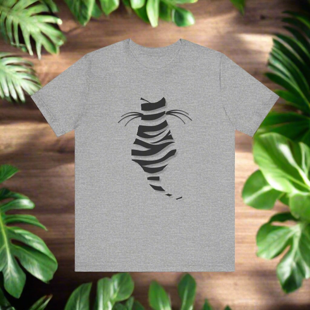 Cat shirt for men and women featuring a striped cat silhouette