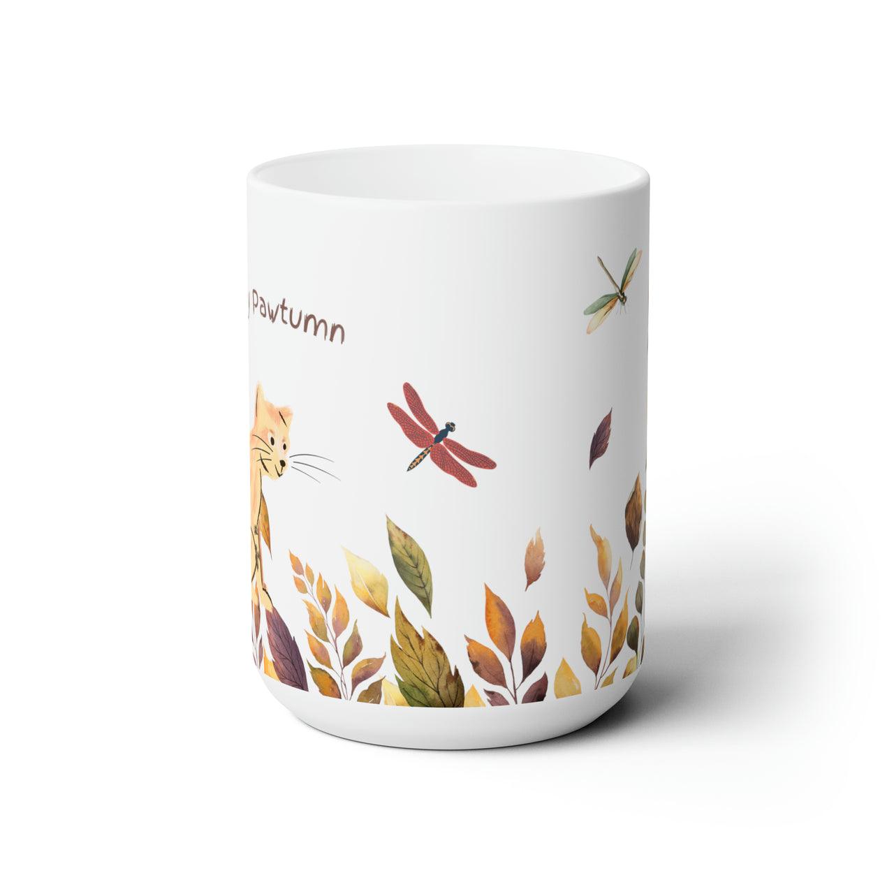 Happy Pawtumn Halloween Cat White Ceramic Autumn Mug 15oz