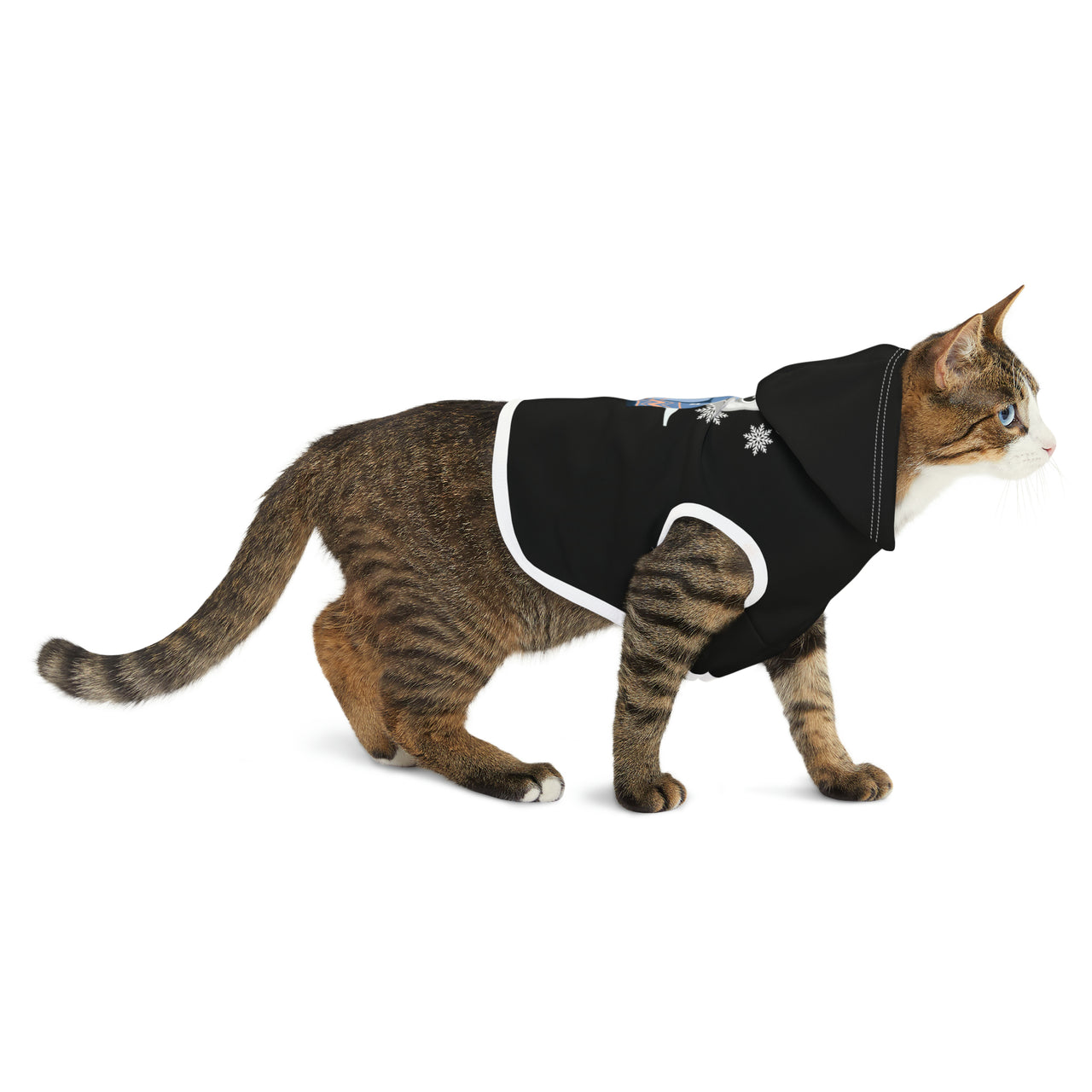 Pet Hoodie Cute Holiday Cat Jacket Let It Snow Black