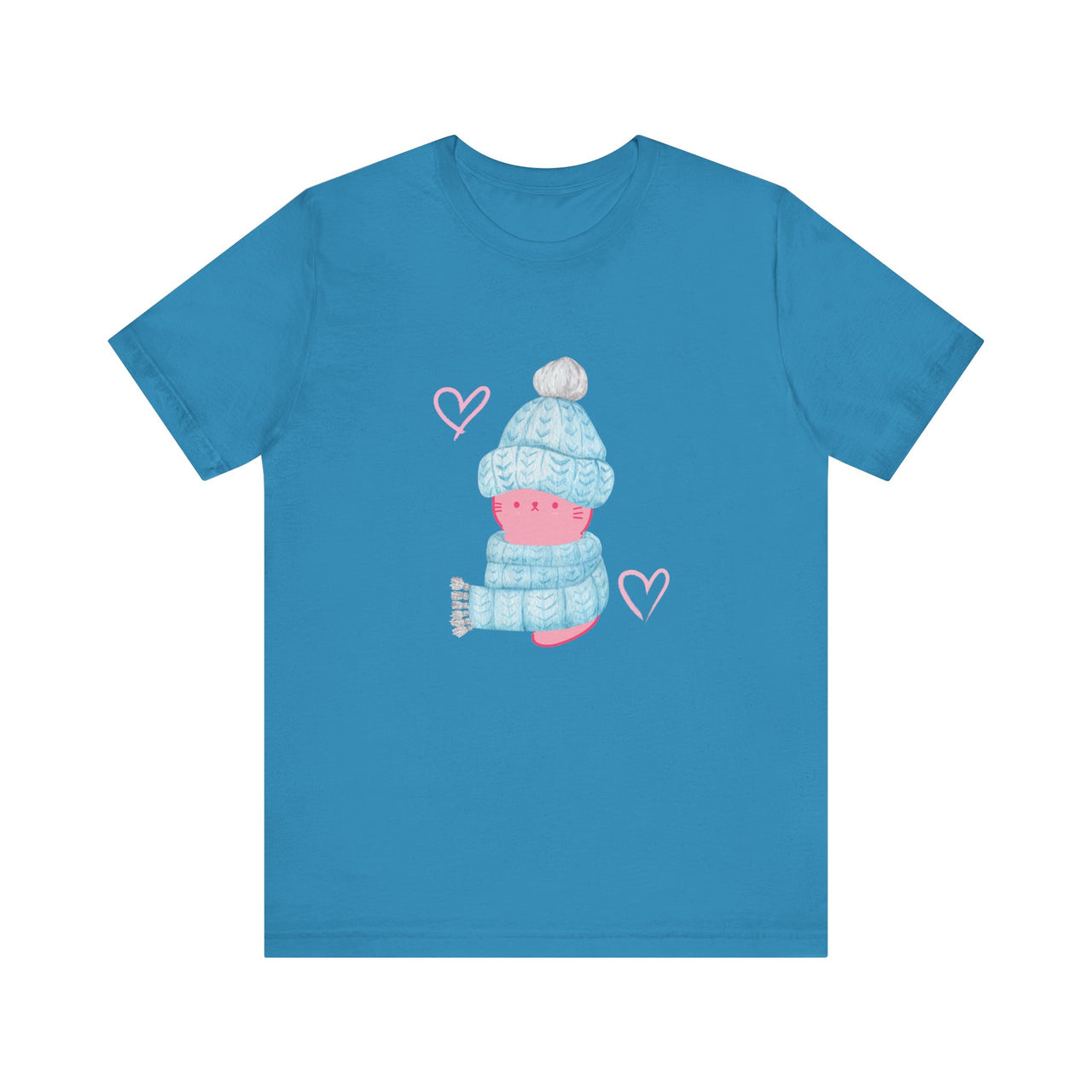 Cat Tee - Cute Winter Pink Cat Design