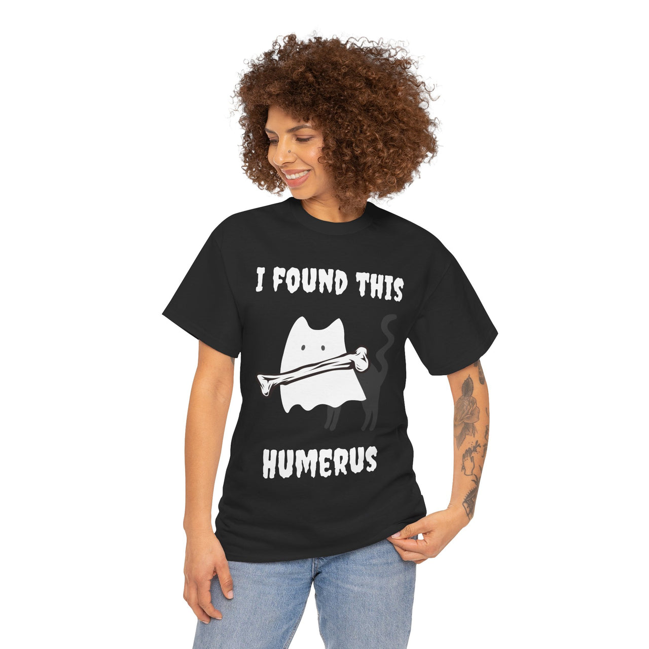 Funny Ghost Cat Tee - I Found This Humerus