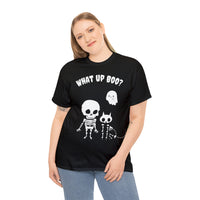 Thumbnail for What Up Boo Mens and Womens Cute Halloween Skeleton Cat Shirt Unisex Heavy Cotton Tee