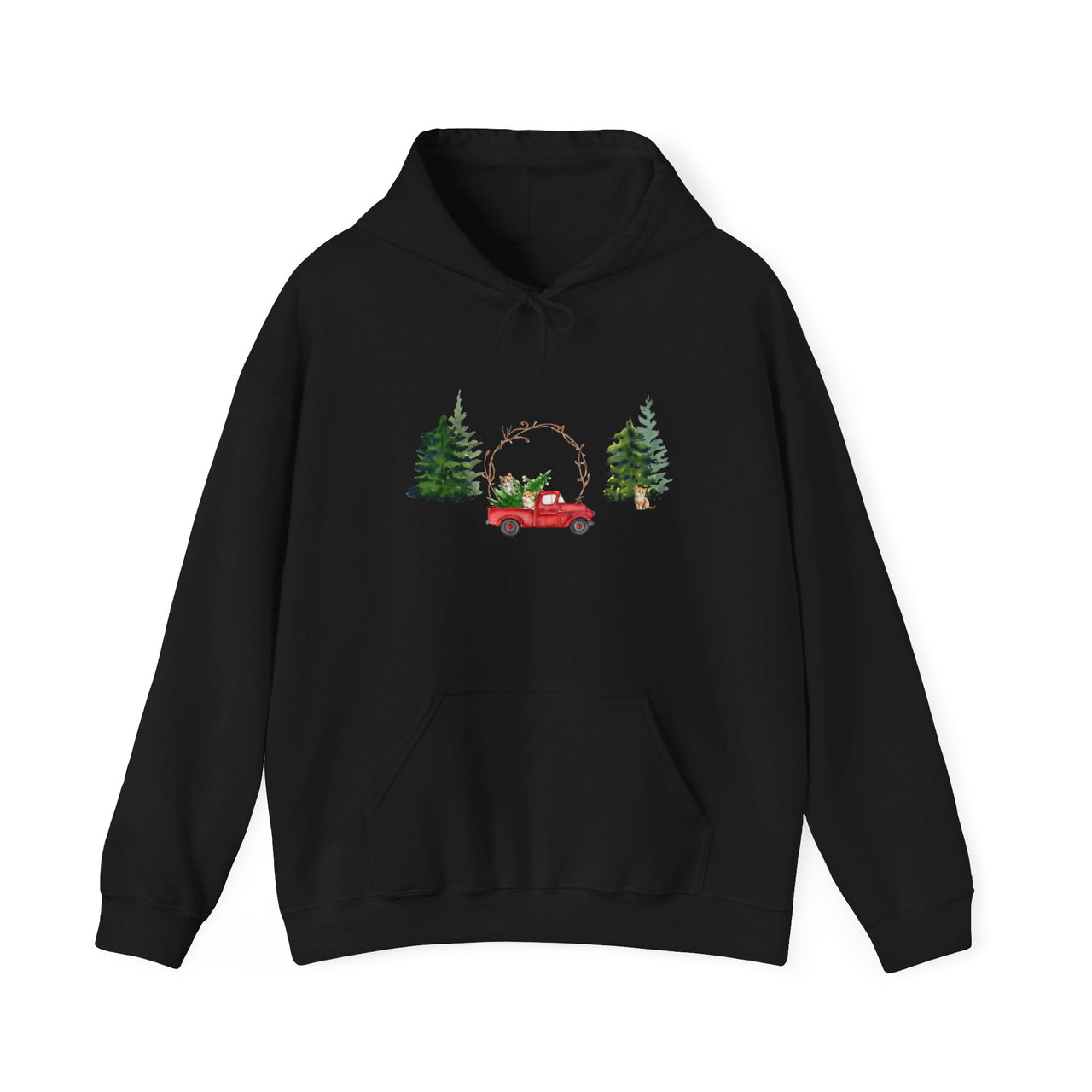 Cats in a Red Truck Christmas Hoodie Sweatshirt