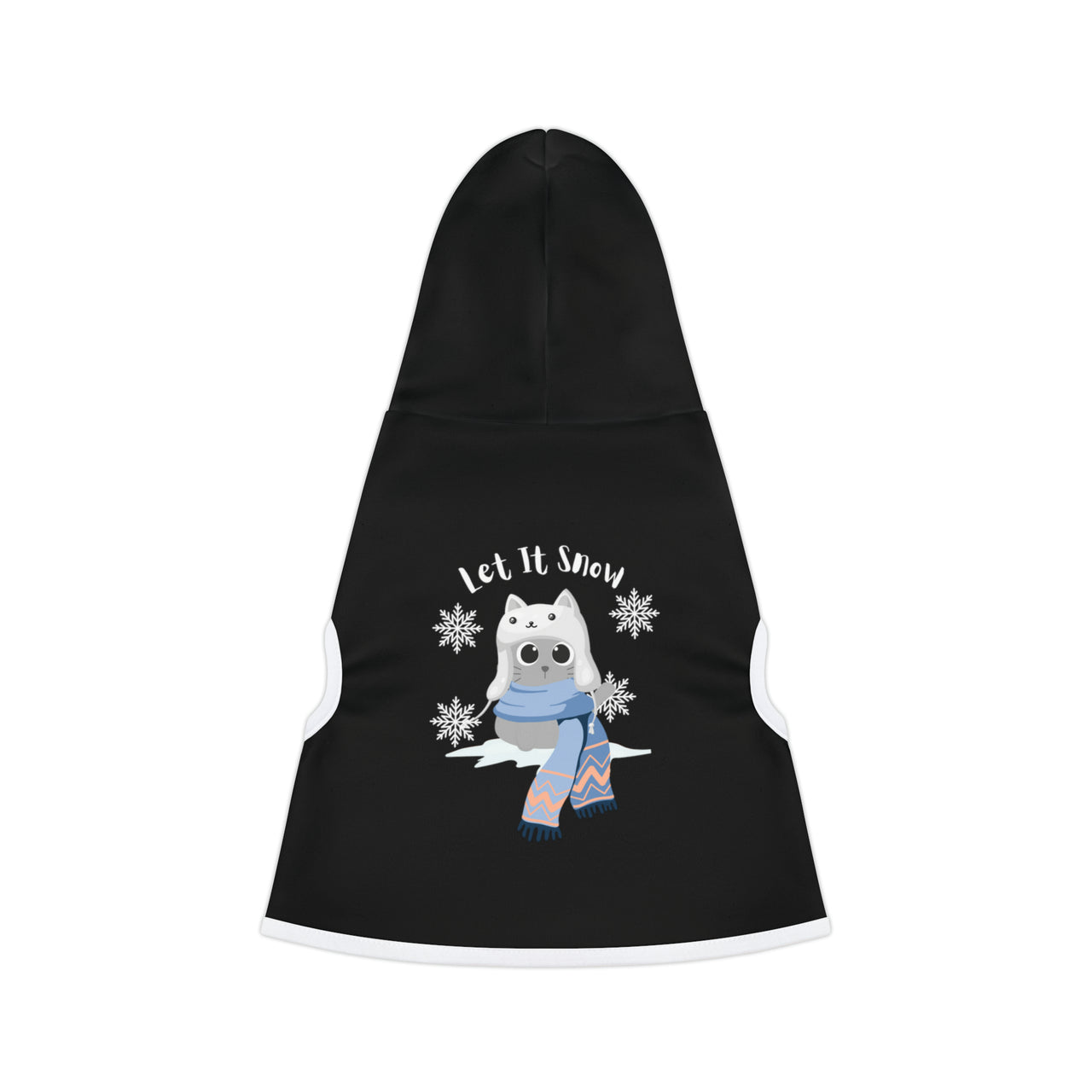 Pet Hoodie Cute Holiday Cat Jacket Let It Snow Black