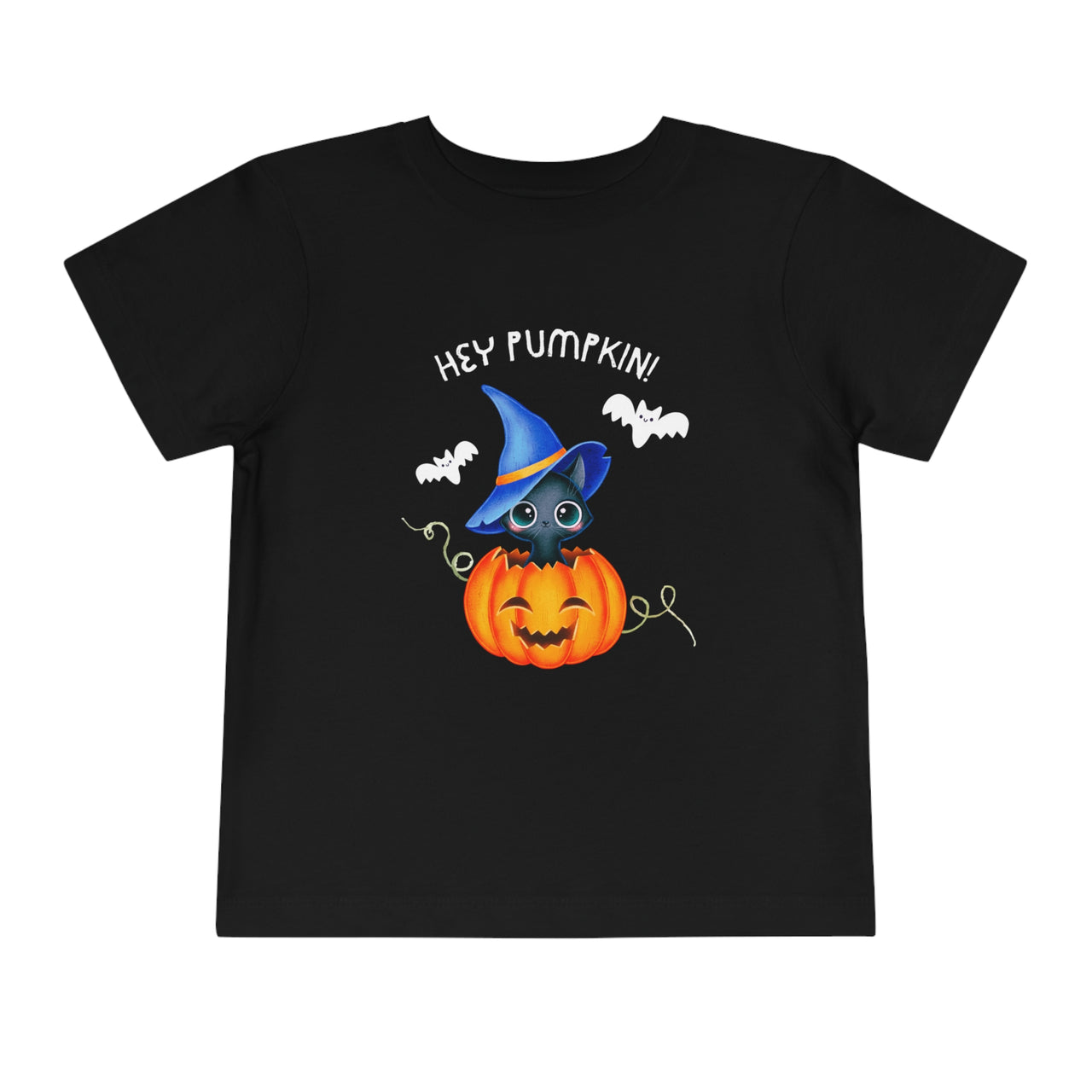 Hey Pumpkin Cute Halloween Toddler Short Sleeve Cat Witch Tee