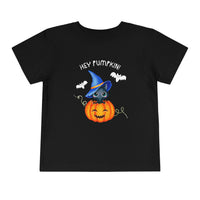 Thumbnail for Hey Pumpkin Cute Halloween Toddler Short Sleeve Cat Witch Tee