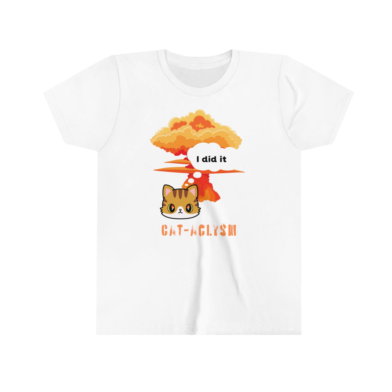 Funny Cute Cat Shirt for Kids Youth Short Sleeve Tee Cataclysm