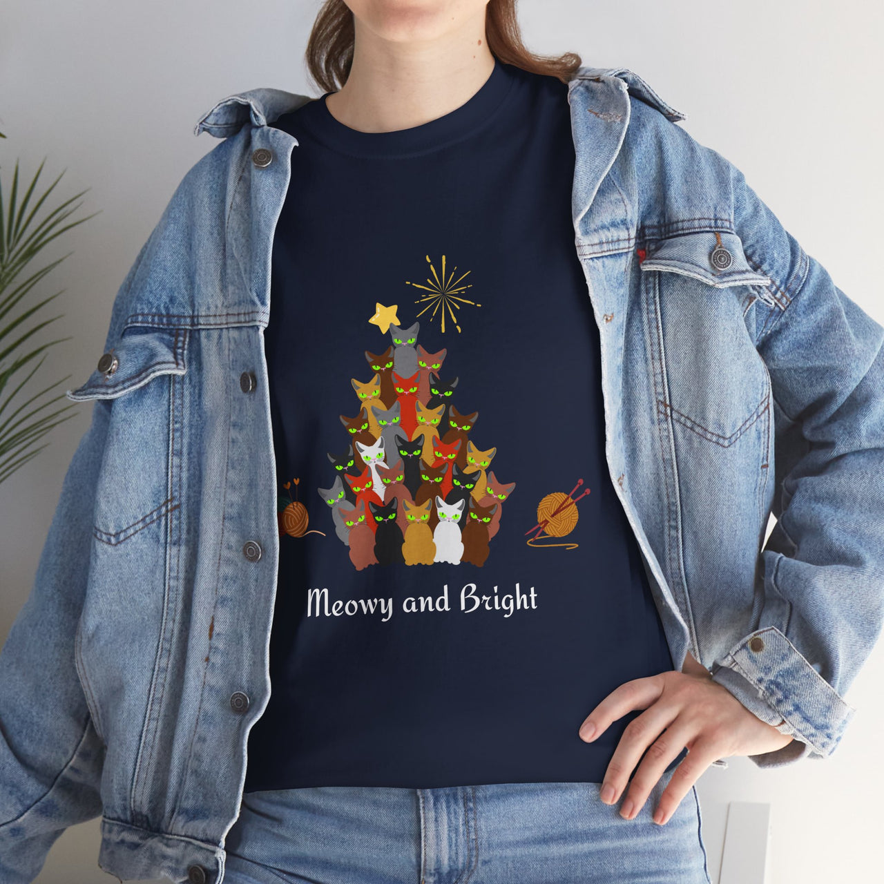 Meowy and Bright Cat Christmas Tee