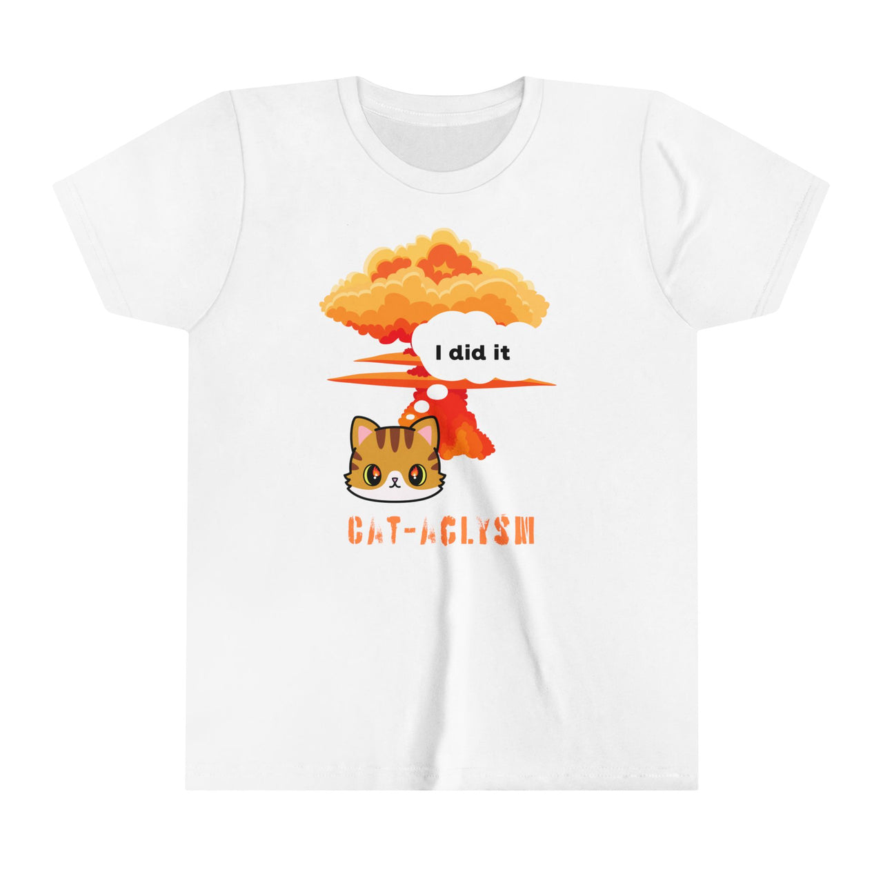 Funny Cute Cat Shirt for Kids Youth Short Sleeve Tee Cataclysm