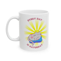 Thumbnail for Cat Mug - Every Day is Caturday Happy Cat Ceramic Mug (11oz, 15oz)