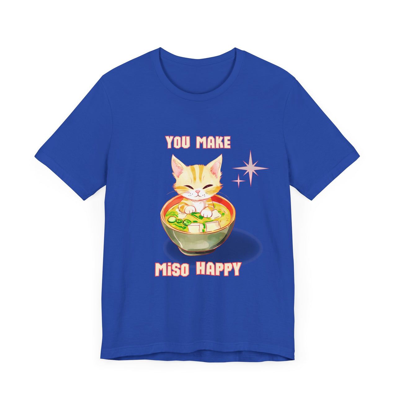 Cute Cat Shirt Men's and Women's Funny Graphic Tee Happy Miso Cat