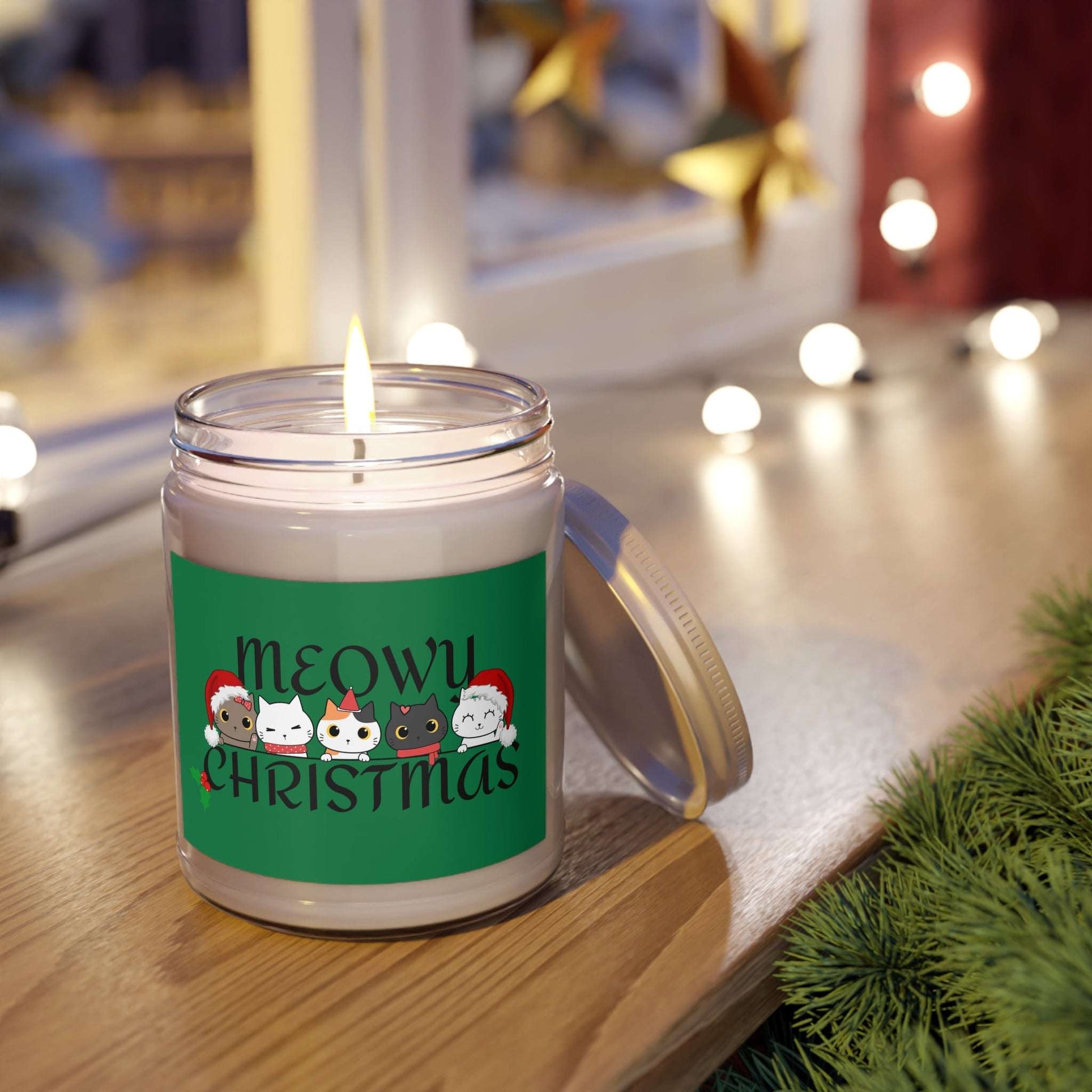 Holiday Scented Candle Meowy Christmas Cats - Kittie Korner Printing LLC