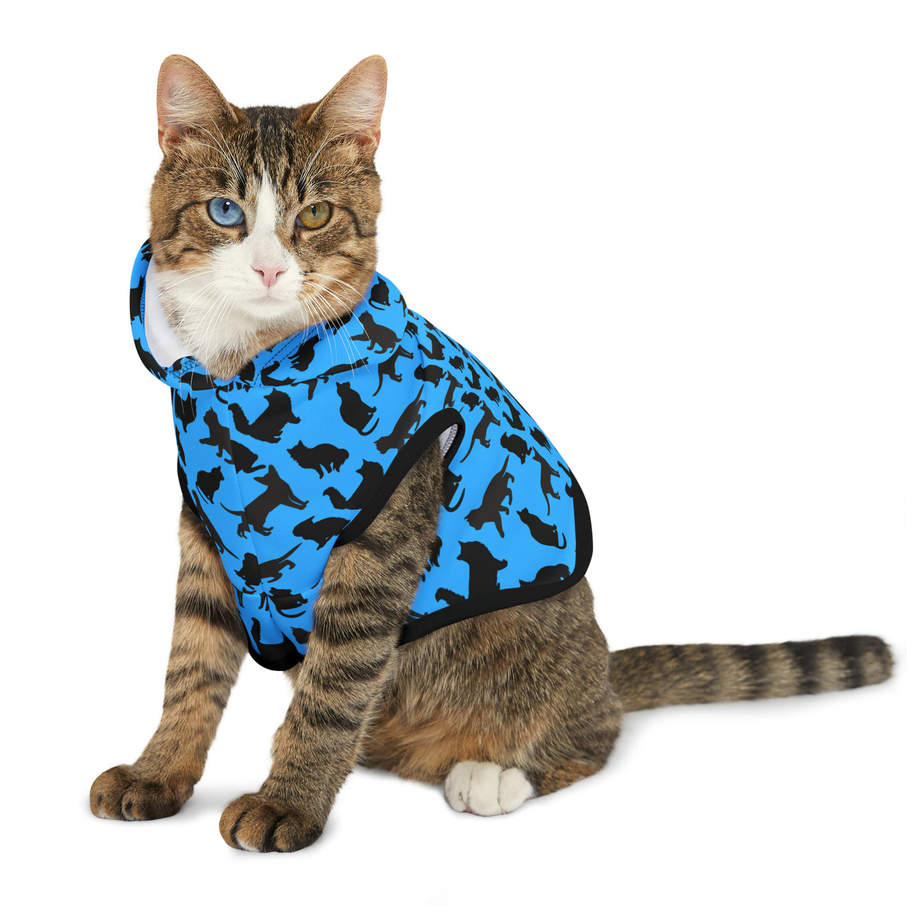 Pet Hoodie Blue Cats Silhouette Cute Funny Cat Jacket Accessory