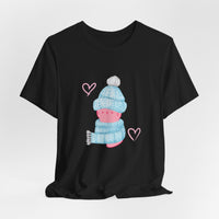 Thumbnail for Cat Tee - Cute Winter Pink Cat Design