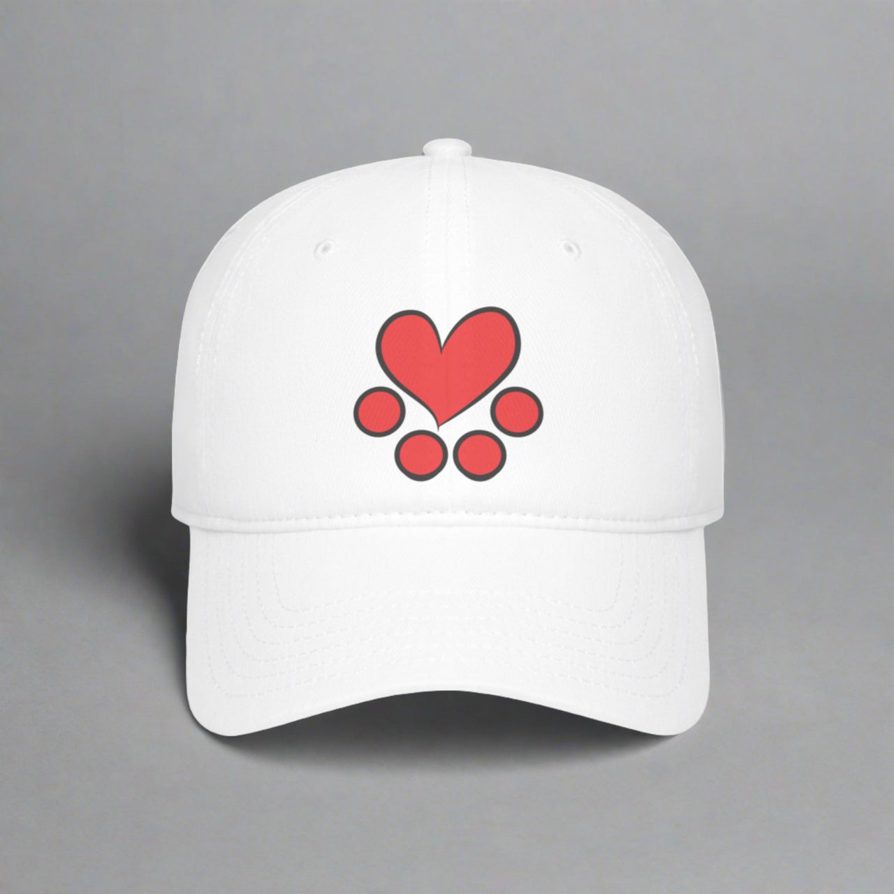 white baseball cap for men and women with cat paw print heart design for Kittie Korner