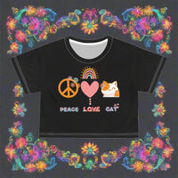 Thumbnail for peace love cat cropped cat t-shirt for women and teen girls