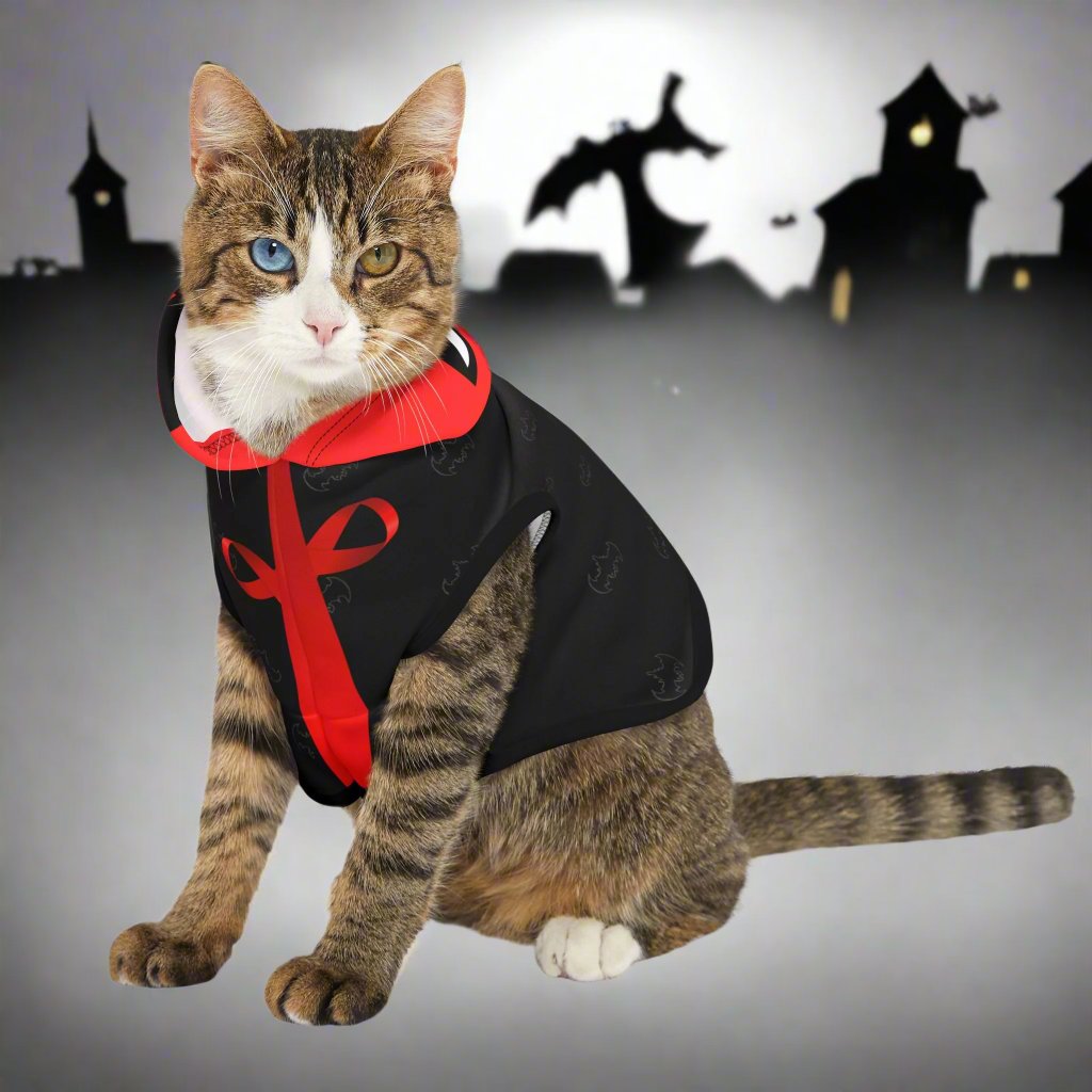 spooky vampire dracula costume for cats, bat pet costume