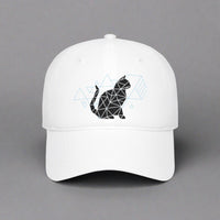 Thumbnail for White cat baseball cap with geometric pattern